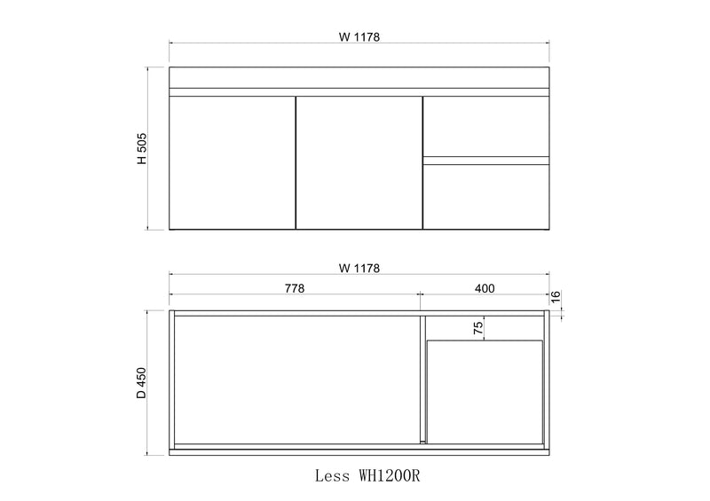 Noah 1200 mm Wall Hung Vanity - Acqua Bathrooms