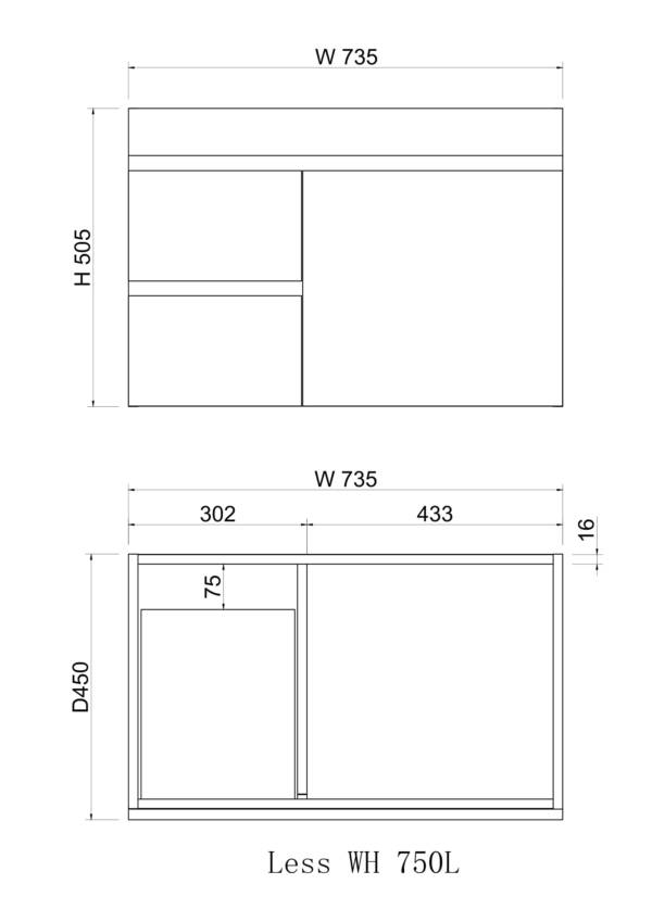 Noah 750 mm Wall Hung Vanity - Acqua Bathrooms