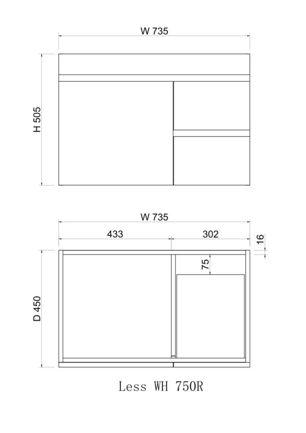 Noah 750 mm Wall Hung Vanity - Acqua Bathrooms