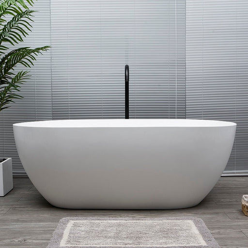 Kaskade | Lucia Slim Stone Matte White Freestanding Bath - Acqua Bathrooms