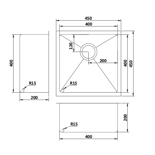 450 x 450 x 200 mm Rose Gold Kitchen Sink - Acqua Bathrooms