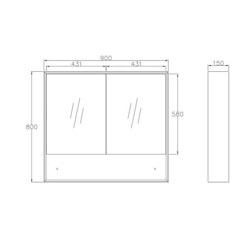 Marlo 900 Shaving Cabinet - Acqua Bathrooms