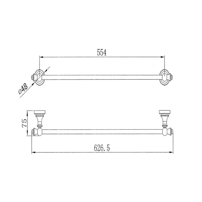 Bordeaux/Montpellier Traditional Single Towel Rail - Acqua Bathrooms