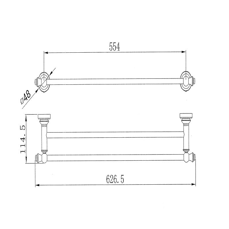 Bordeaux/Montpellier Brushed Nickel Double Towel Rail - Acqua Bathrooms