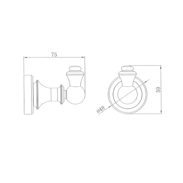 Bordeaux/Montpellier Brushed Bronze Traditional Robe Hook - Acqua Bathrooms