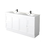 Miami 1500 Double Matte White Vanity With Kickboard - Acqua Bathrooms
