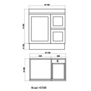 Miami 750 Matte White Vanity With Kickboard - Acqua Bathrooms
