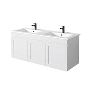 Miami 1200 Double Matte White Wall Hung Vanity - Acqua Bathrooms