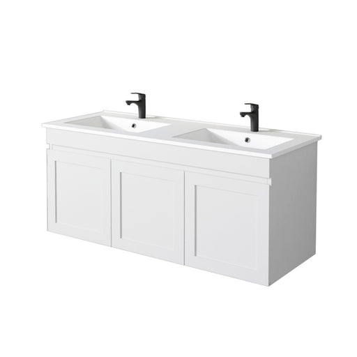 Miami 1200 Double Matte White Wall Hung Vanity - Acqua Bathrooms