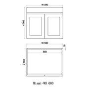 Miami 600 Matte White Wall Hung Vanity - Acqua Bathrooms