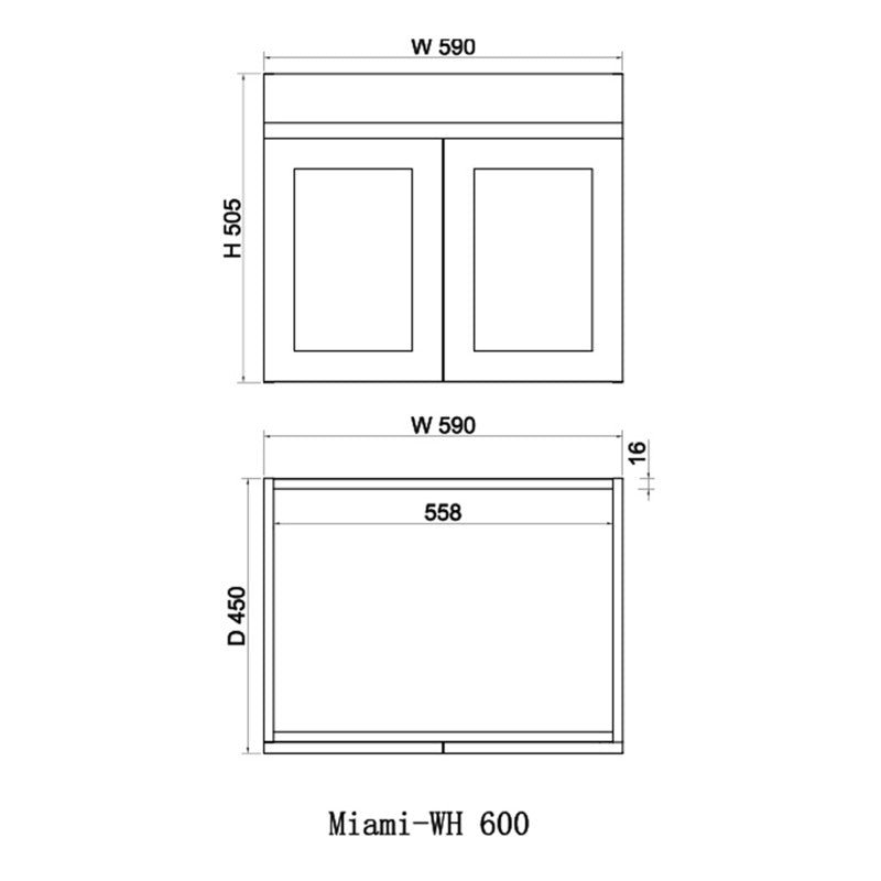 Miami 600 Matte White Wall Hung Vanity - Acqua Bathrooms