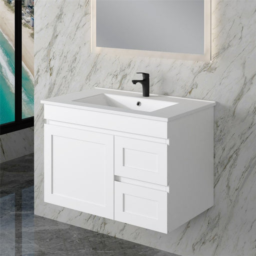 Miami 750 Matte White Wall Hung Vanity - Acqua Bathrooms