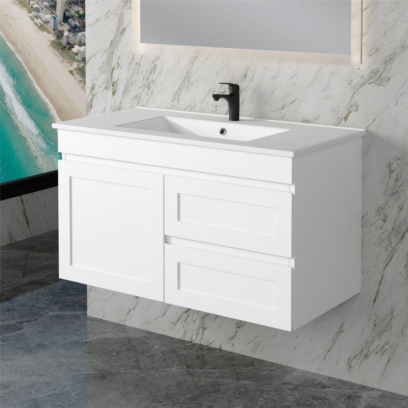 Miami 900 Matte White Wall Hung Vanity - Acqua Bathrooms
