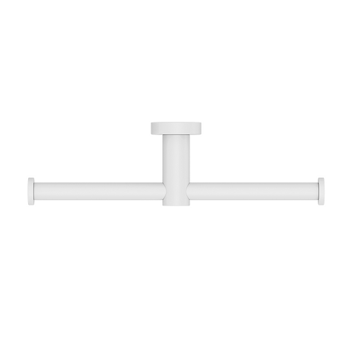 Nero | Mecca Matte White Double Toilet Roll Holder - Acqua Bathrooms