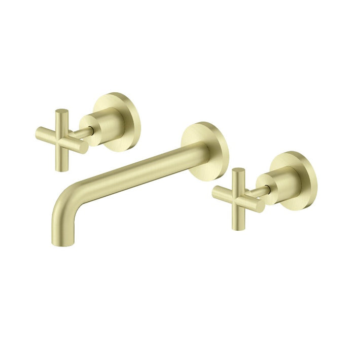 Nero | X Plus Brushed Gold Wall Basin Set - Acqua Bathrooms