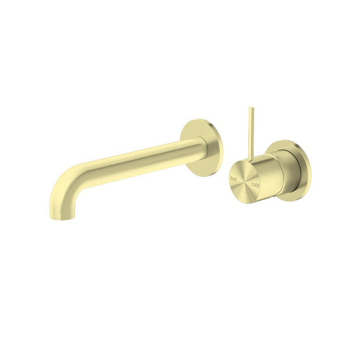 Nero | Mecca Brushed Gold Separate Wall Basin Mixer Handle Up - Acqua Bathrooms