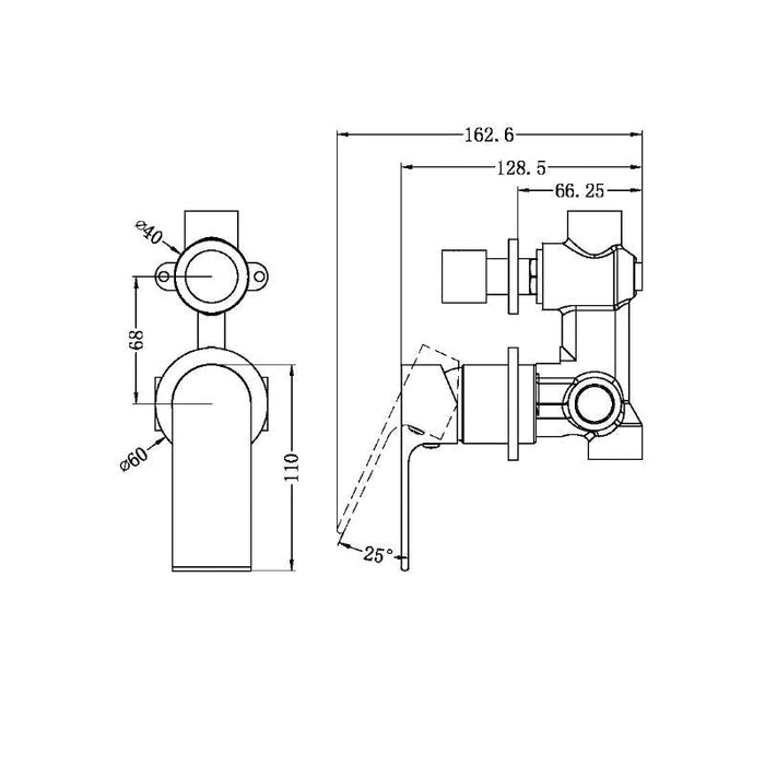 Nero | Bianca Gun Metal Separate Plate Wall Diverter Mixer - Acqua Bathrooms