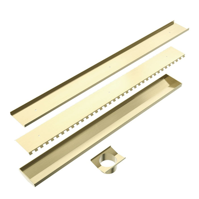 Nero | Brushed Gold 900mm Linear Tile Insert 89mm Outlet - Acqua Bathrooms