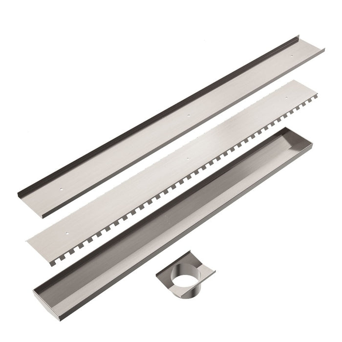 Nero | Brushed Nickel 900mm Linear Tile Insert 89mm Outlet - Acqua Bathrooms