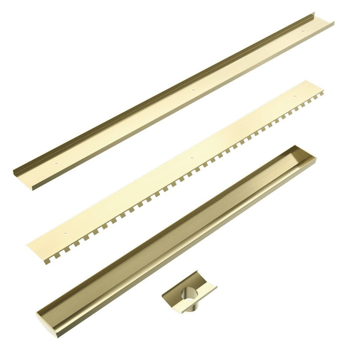 Nero | Brushed Gold 900mm Linear Tile Insert 50mm Outlet - Acqua Bathrooms