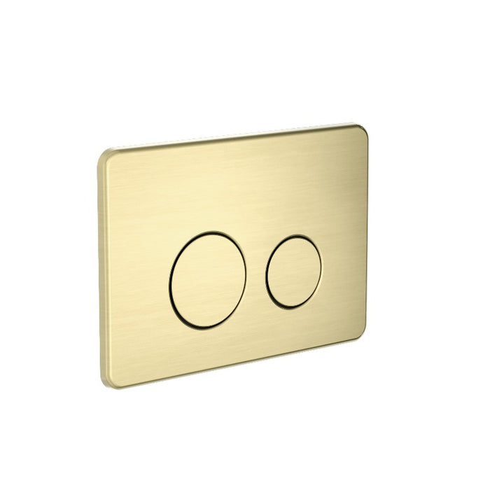 Nero | In Wall Toilet Brushed Gold Push Plate - Acqua Bathrooms