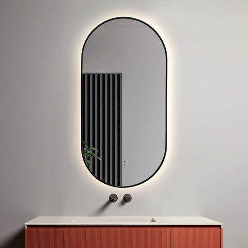 Indulge | Oval Touchless Back-Lit Matte Black LED Mirror - Three Light Temperatures - Acqua Bathrooms