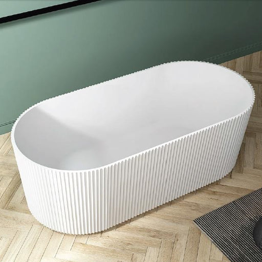 Indulge | Ombra Fluted 1500mm Round Freestanding Bath Tub - Acqua Bathrooms