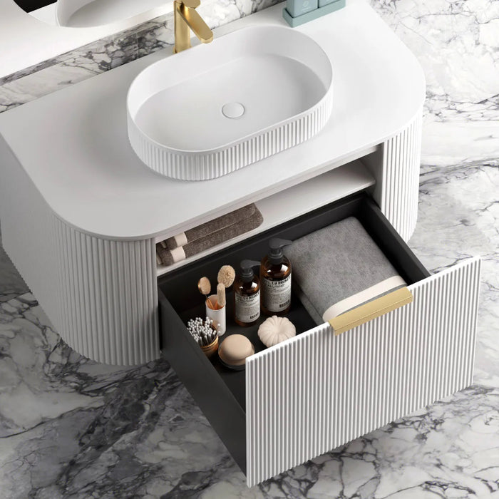 Otti Australia | Bondi 1200 Curved Matte White Oak Wall Hung Vanity - Acqua Bathrooms