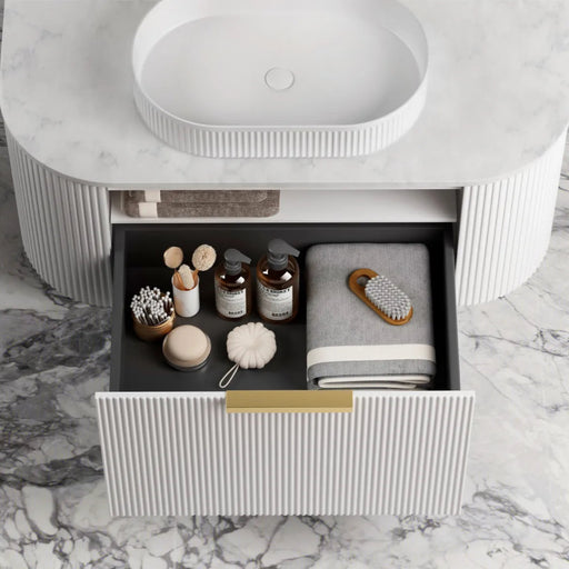 Otti Australia | Bondi 1200 Curved Matte White Oak Wall Hung Vanity - Acqua Bathrooms