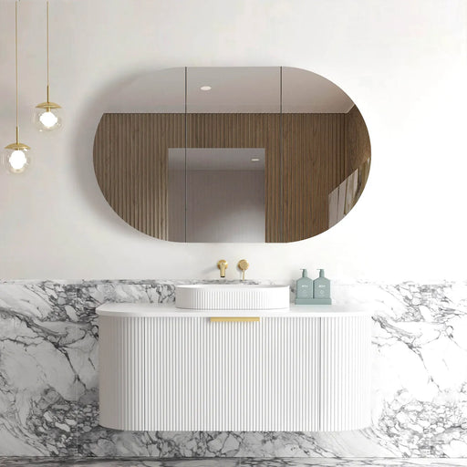 Otti Australia | Bondi 1200 Curved Matte White Oak Wall Hung Vanity - Acqua Bathrooms