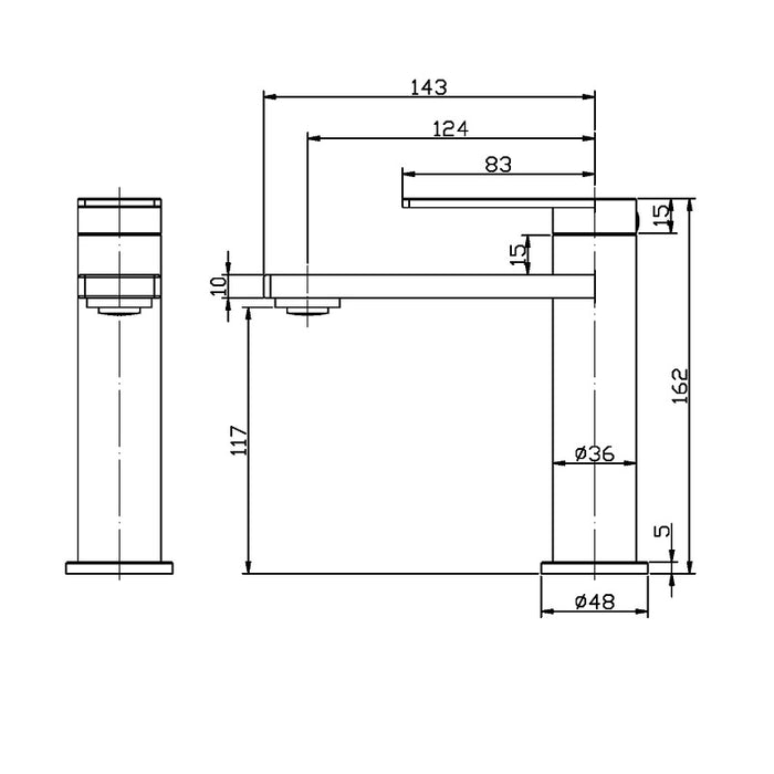 Ikon Ruki Brushed Nickel Basin Mixer - Acqua Bathrooms