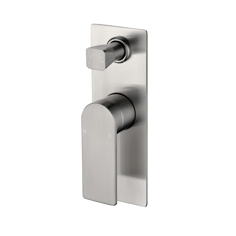 Ikon Ruki Brushed Nickel Wall Diverter - Acqua Bathrooms