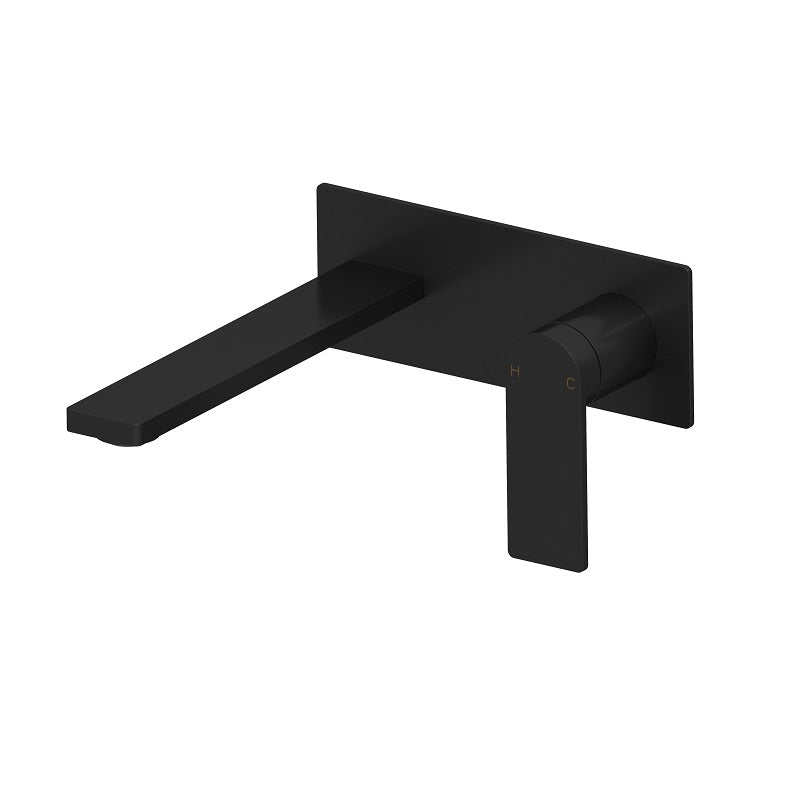Ikon Ruki Black Wall Basin Mixer/Bath Spout - Acqua Bathrooms