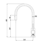 Otus Brushed Nickel Pull Out Kitchen Mixer - Acqua Bathrooms