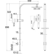 Messina Square Multifunction Shower Rail - Acqua Bathrooms