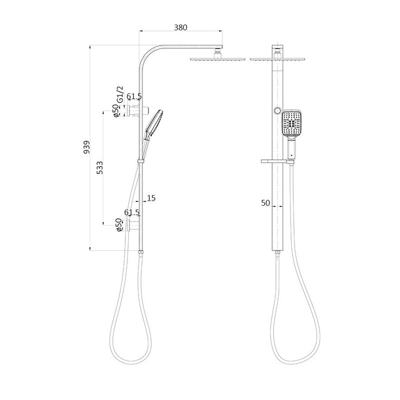 Ikon Sando Black Multifunction Shower Rail - Acqua Bathrooms