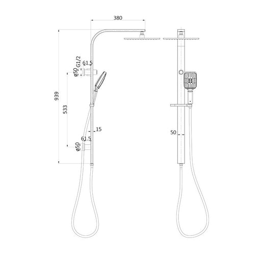 Ikon Sando Black Multifunction Shower Rail - Acqua Bathrooms