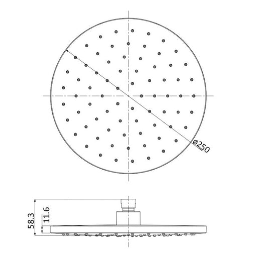 Cesena Hali Matte Black 250mm Shower Head - Acqua Bathrooms