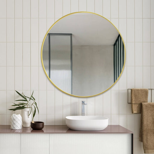 Indulge | Round 600mm Brushed Gold Framed Mirror - Acqua Bathrooms