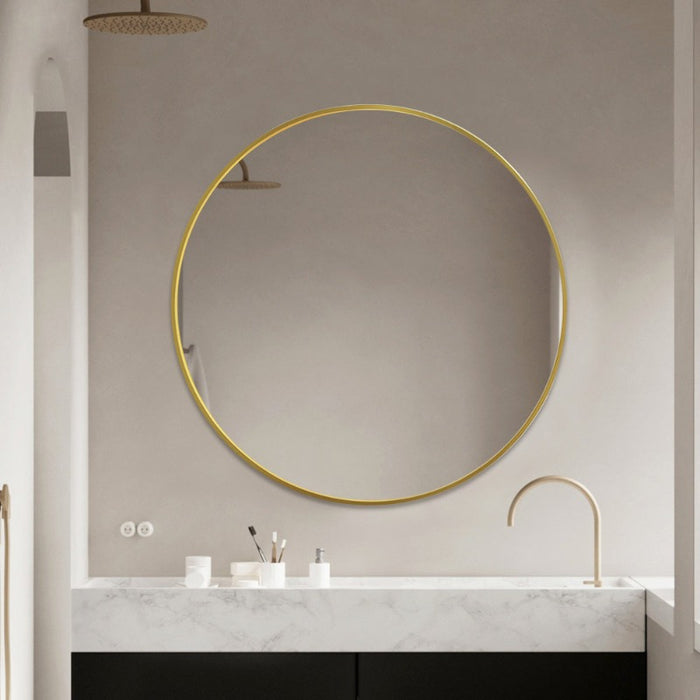 Indulge | Round 600mm Brushed Gold Framed Mirror - Acqua Bathrooms