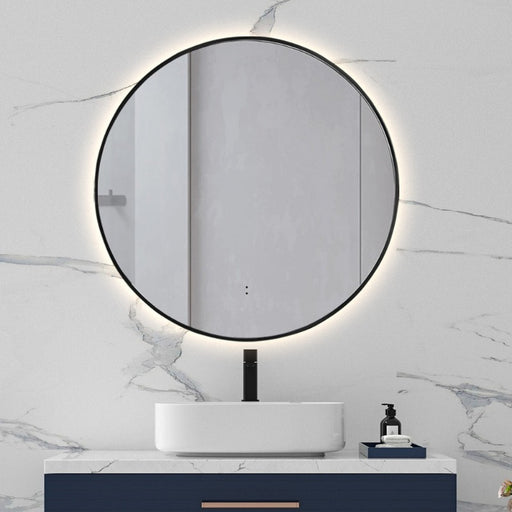 Indulge | Round Touchless Back-Lit Matte Black 600mm LED Mirror - Three Light Temperatures - Acqua Bathrooms