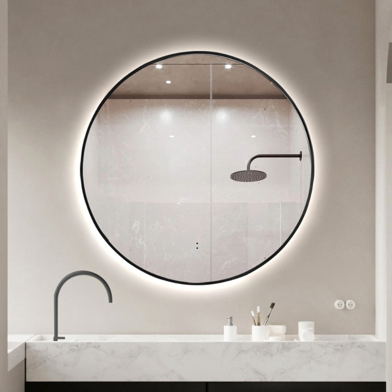 Indulge | Round Touchless Back-Lit Matte Black 800mm LED Mirror - Three Light Temperatures - Acqua Bathrooms