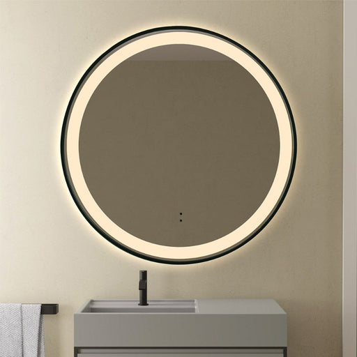 Indulge | Round Touchless Front-Lit Matte Black 800mm LED Mirror - Three Light Temperatures - Acqua Bathrooms