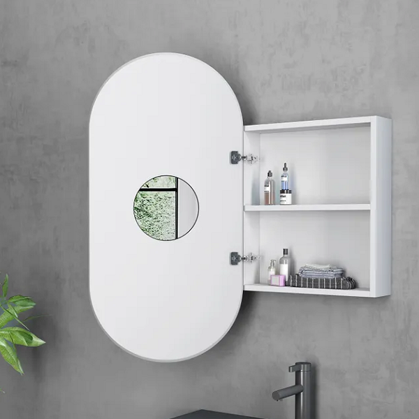 Noosa Matte White Oval Shaving Cabinet - Acqua Bathrooms
