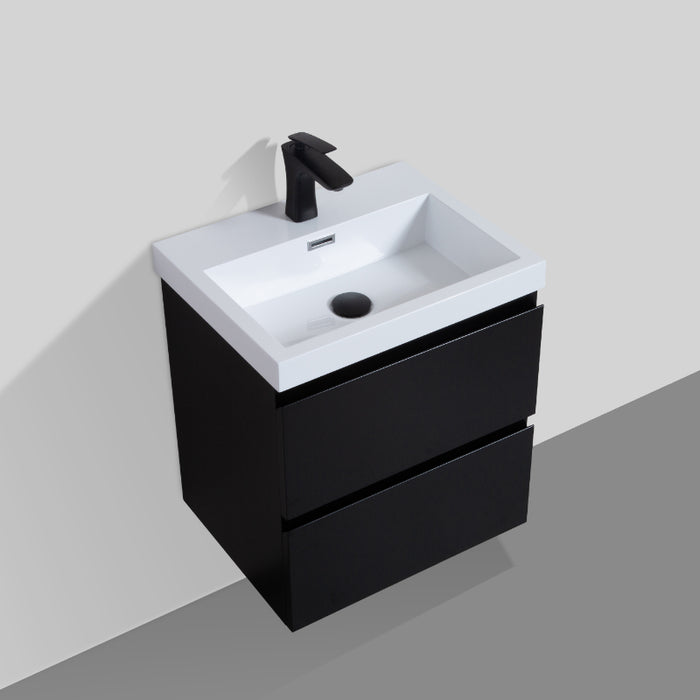 Sella 500mm Ensuite Matte Black Wall Hung Vanity by Indulge® - Acqua Bathrooms