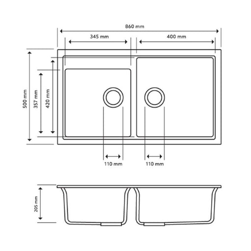 Carysil | 860 Vivaldi White Granite Kitchen Sink - Acqua Bathrooms