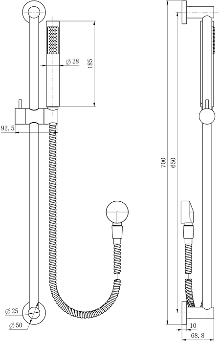 Star Benalla Black Shower Rail - Acqua Bathrooms