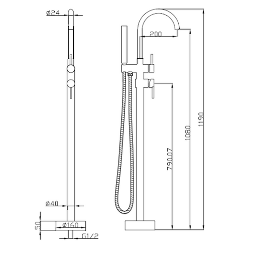 Benalla Star Round Brushed Nickel Bath Spout Freestanding - Acqua Bathrooms