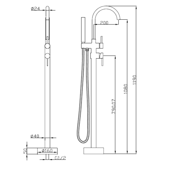 Star Mini Round Brushed Bronze Freestanding Bath Spout - Acqua Bathrooms