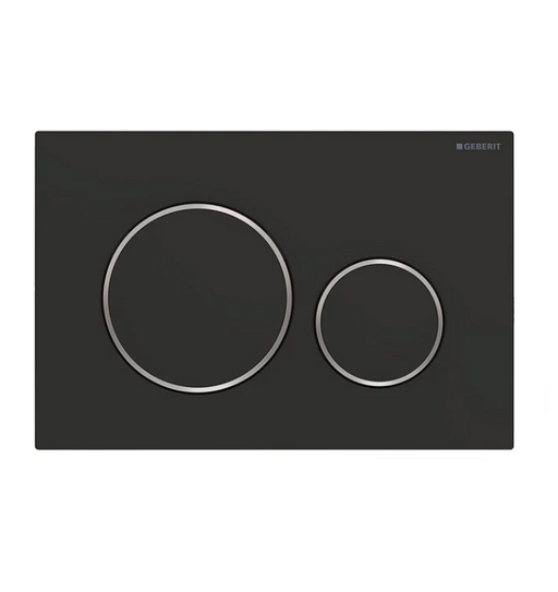 Geberit Sigma 20 Button - Round Matte Black with Chrome Trim - Acqua Bathrooms